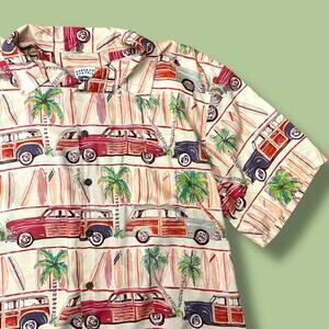 Weekend Traffic by Beck Sport Mens Hawaiian Shirt Size Large Woody Surf Retro